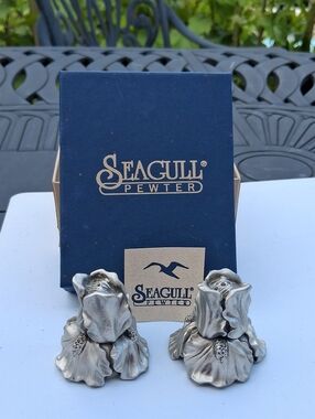 Seagull Pewter Floral Salt & Pepper Shakers